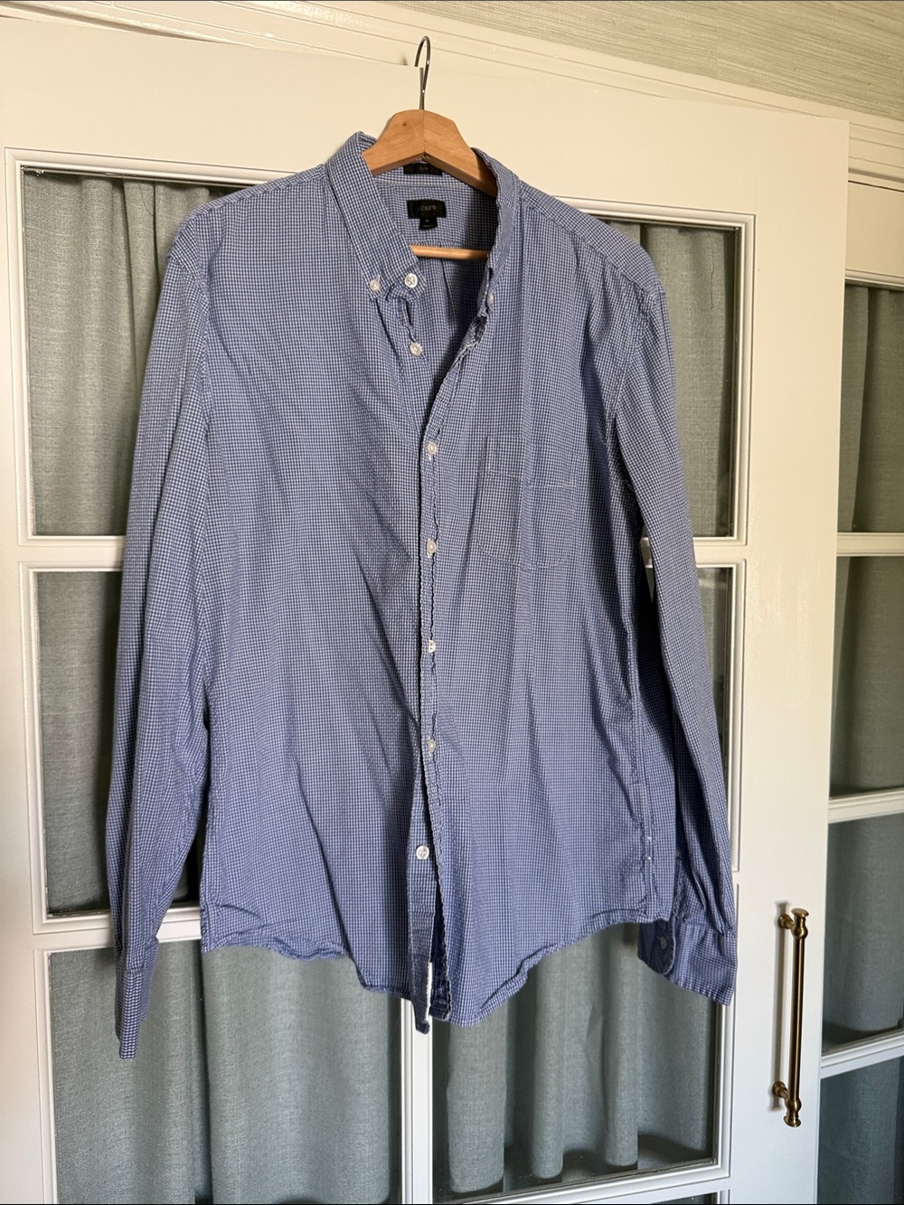 J. Crew Men's Blue Micro-Check Button-Down Shirt